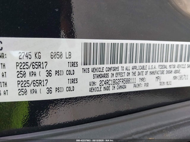 2C4RC1BG2FR588111 Chrysler Town & Country Touring