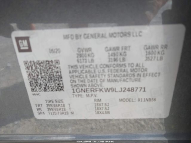 1GNERFKW9LJ248771 Chevrolet Traverse Fwd Ls
