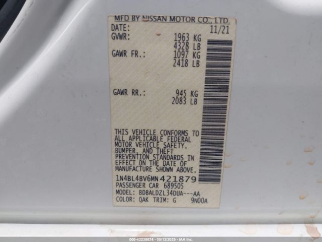 2021 NISSAN ALTIMA 1N4BL4BV6MN421879 Photo 8