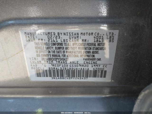 3N1AB8CV2PY245437 Nissan Sentra Sv Xtronic Cvt