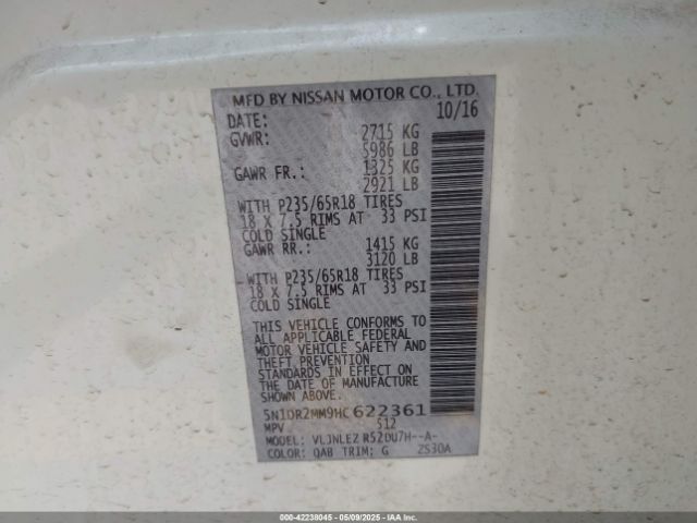 5N1DR2MM9HC622361 Nissan 2017