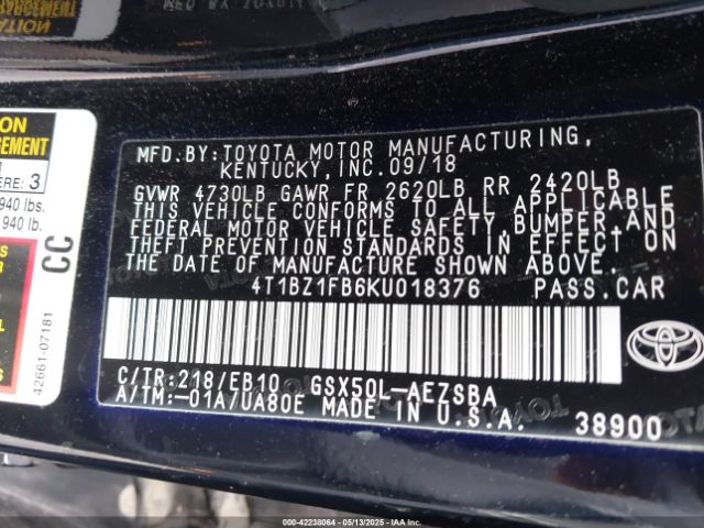 4T1BZ1FB6KU018376 Toyota Avalon Touring