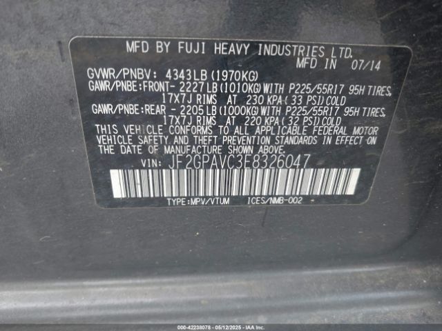 JF2GPAVC3E8326047 Subaru Xv Crosstrek 2.0i Premium