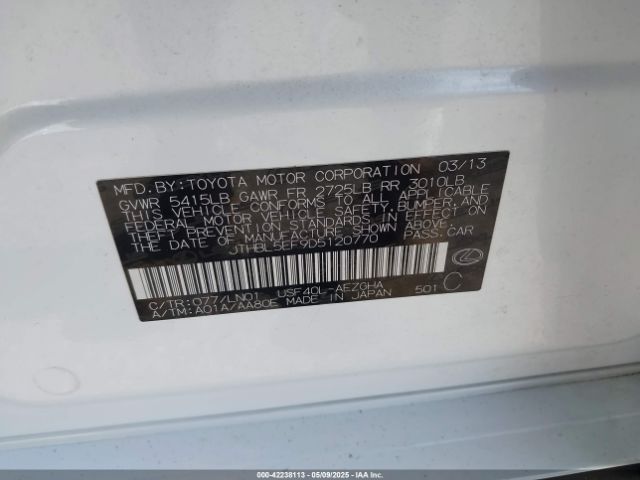2013 LEXUS LS 460 JTHBL5EF9D5120770 Photo 8