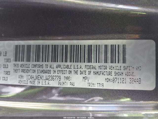 1C4HJXEN1JW236779 Jeep Wrangler