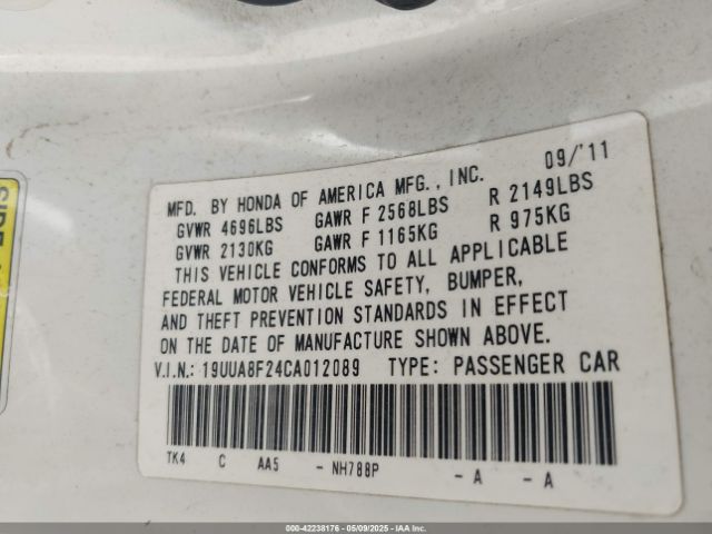 2012 ACURA TL 19UUA8F24CA012089 Photo 8
