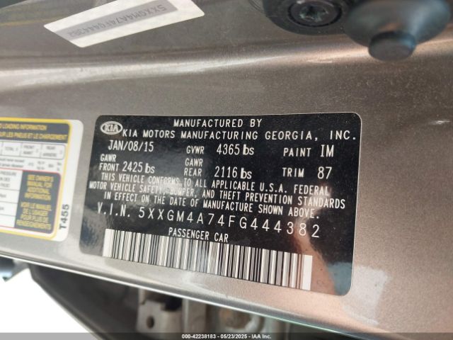 5XXGM4A74FG444382 KIA Optima Lx