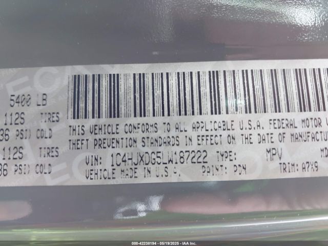 1C4HJXDG5LW187222 Jeep Wrangler Unlimited Sport S 4x4