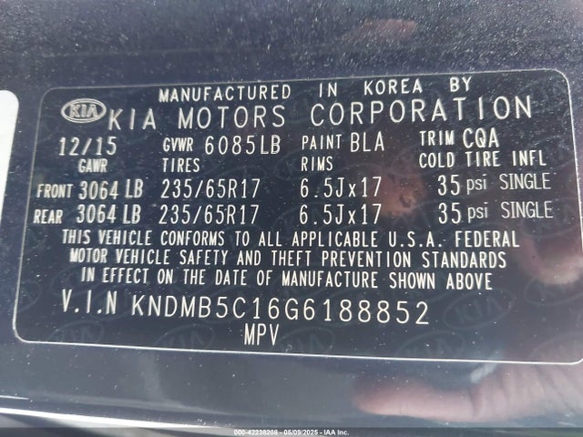 KNDMB5C16G6188852 KIA SEDONA LX