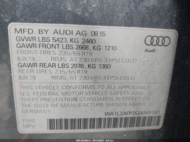 2016 AUDI Q5 WA1L2AFP2GA049183 Photo 8