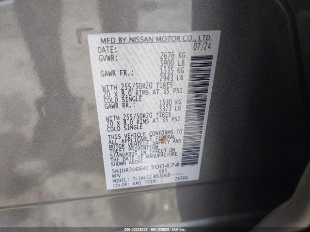 5N1DR3DG6RC300424 Nissan Pathfinder Platinum Fwd