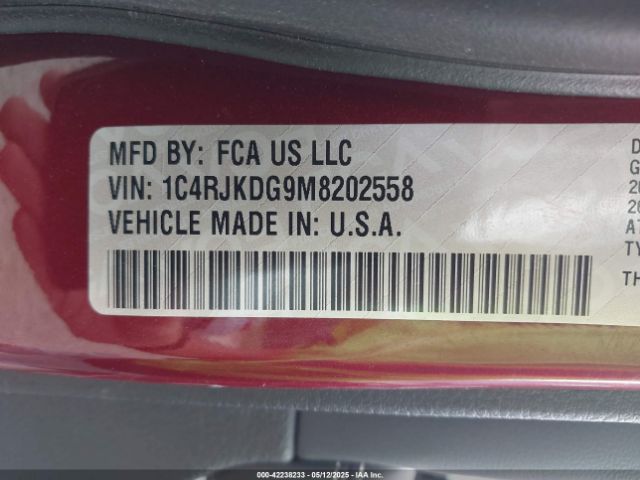 1C4RJKDG9M8202558 Jeep Grand Cherokee L Overland 4x4