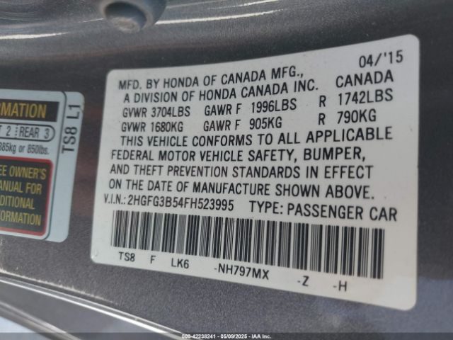 2HGFG3B54FH523995 Honda Civic Lx
