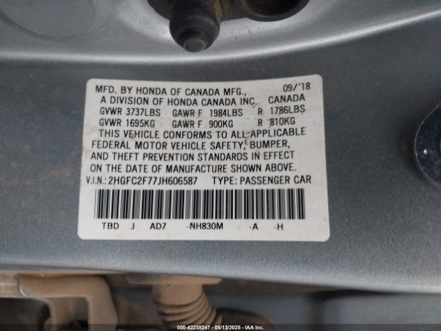 2HGFC2F77JH606587 Honda CIVIC EX