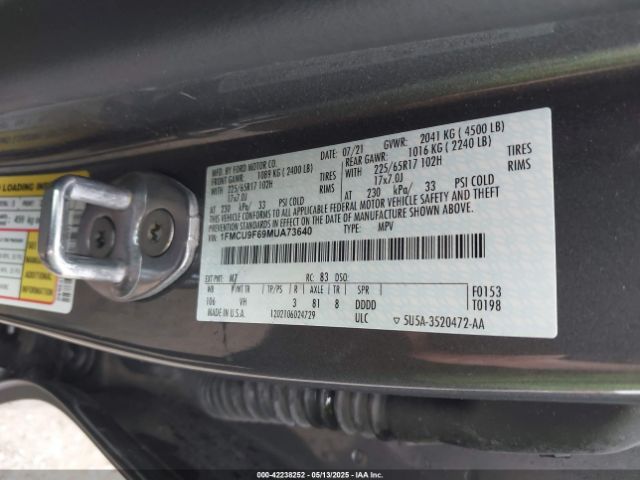 2021 FORD ESCAPE 1FMCU9F69MUA73640 Photo 8
