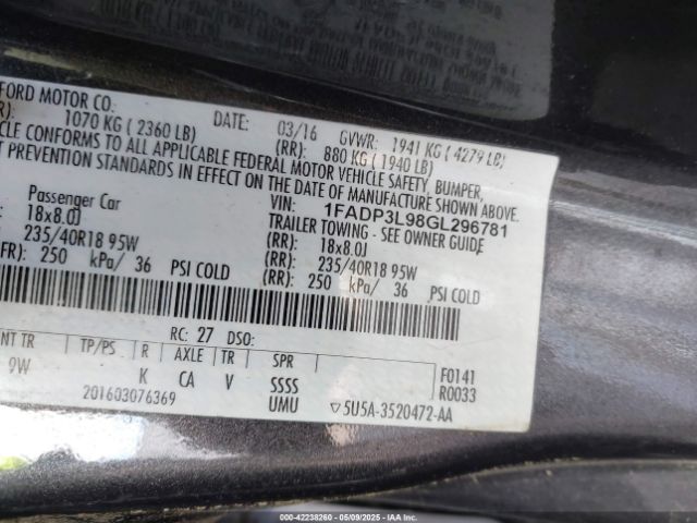1FADP3L98GL296781 Ford FOCUS ST