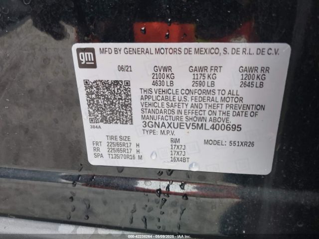 3GNAXUEV5ML400695 Chevrolet Equinox Awd Lt