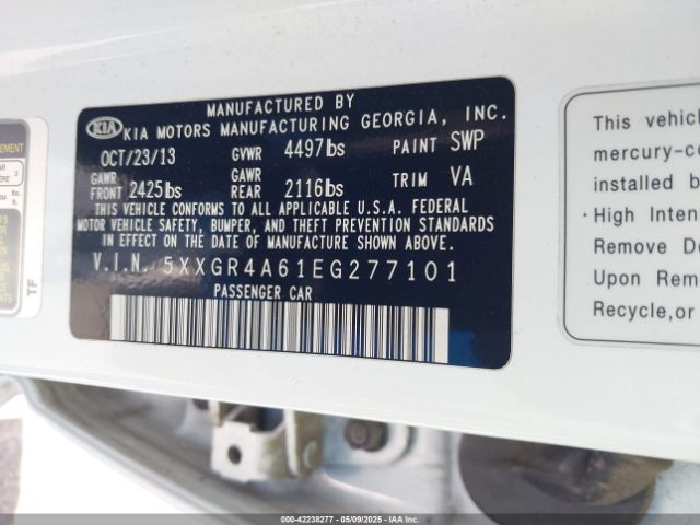 5XXGR4A61EG277101 KIA Optima Sxl Turbo