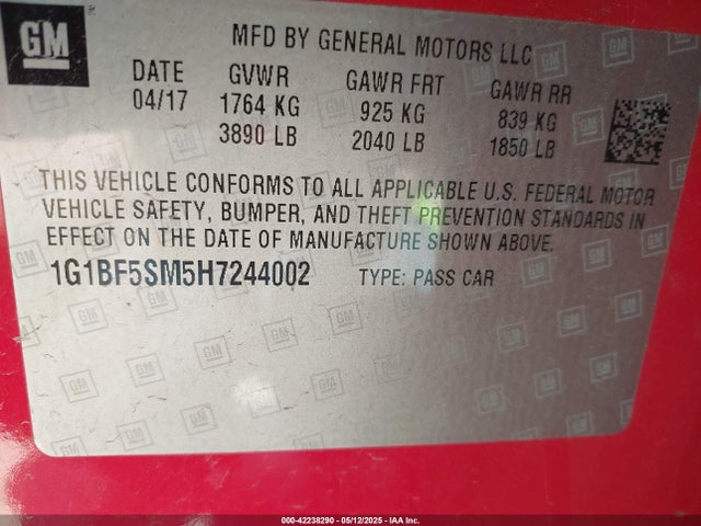 Chevrolet Cruze Premier Auto 2017 1G1BF5SM5H7244002 Image 9
