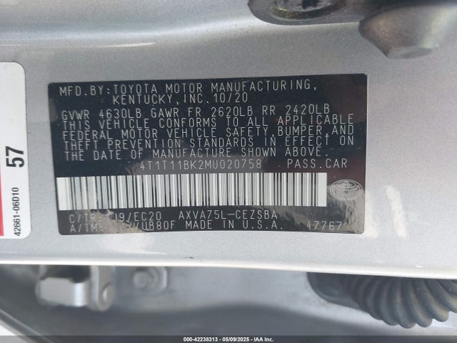 4T1T11BK2MU020758 Toyota a25a-fks