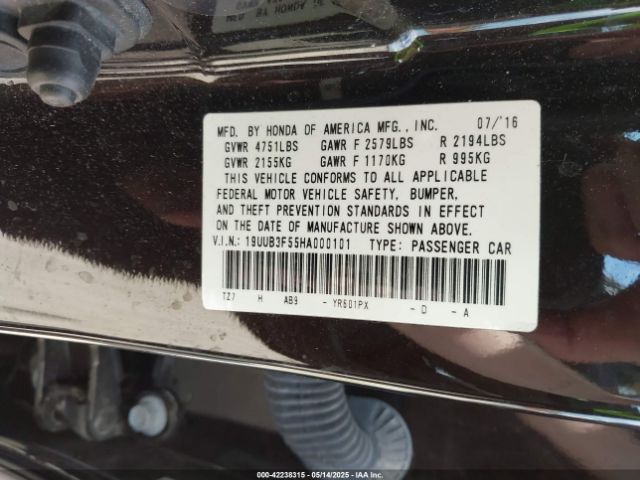 19UUB3F55HA000101 Acura Tlx Technology Package