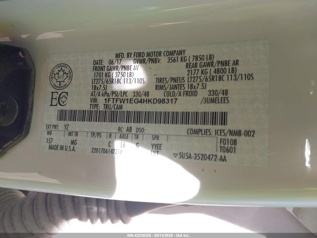 1FTFW1EG4HKD98317 Ford gtdi