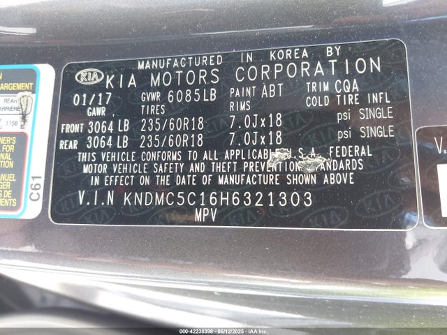 KNDMC5C16H6321303 KIA 2017