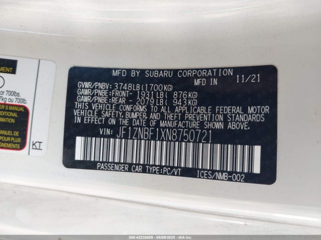 JF1ZNBF1XN8750721 Toyota Gr86 Premium