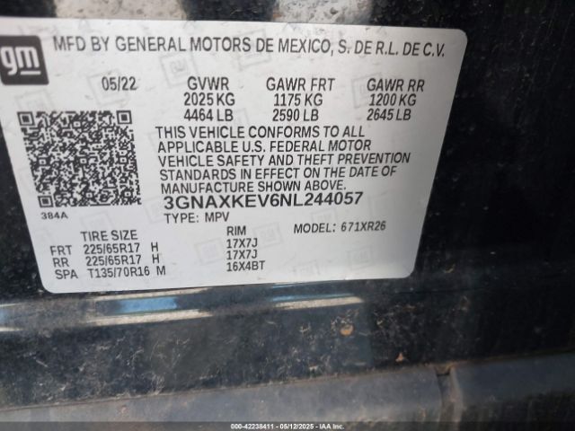 2022 CHEVROLET EQUINOX 3GNAXKEV6NL244057 Photo 8