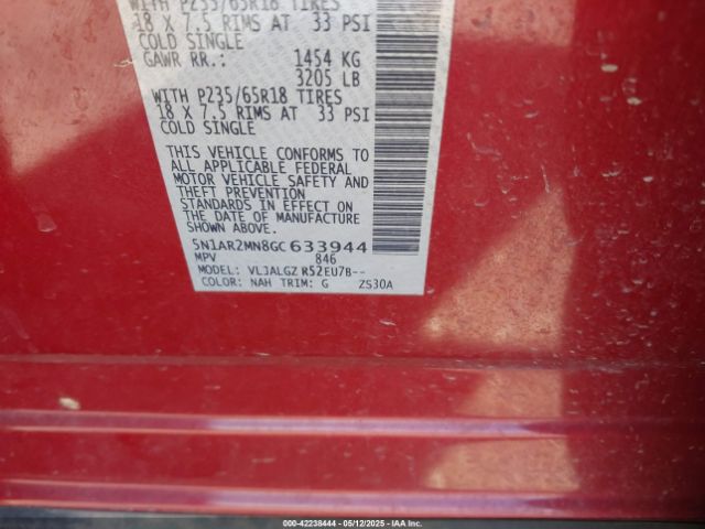 5N1AR2MN8GC633944 Nissan Pathfinder Sl