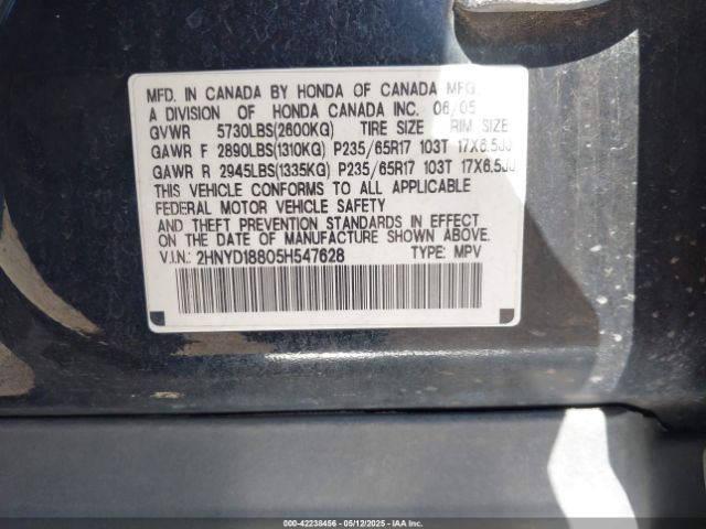 2005 ACURA MDX 2HNYD18805H547628 Photo 8