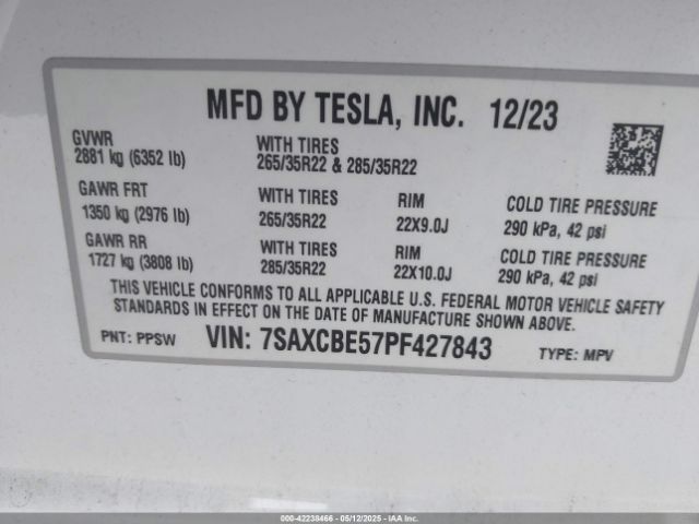 2023 TESLA MODEL X 7SAXCBE57PF427843 Photo 8