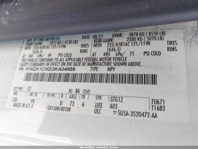1FMZK1CM2GKA04986 Ford Transit-150 Xl