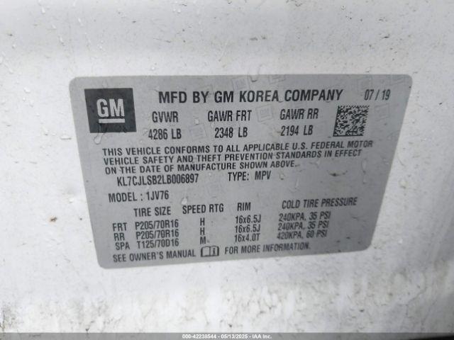 2020 CHEVROLET TRAX KL7CJLSB2LB006897 Photo 8