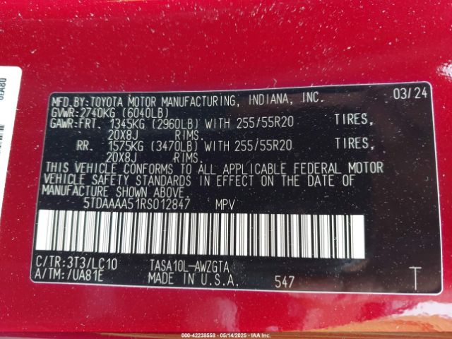 2024 TOYOTA GRAND HIGHLANDER 5TDAAAA51RS012847 Photo 8