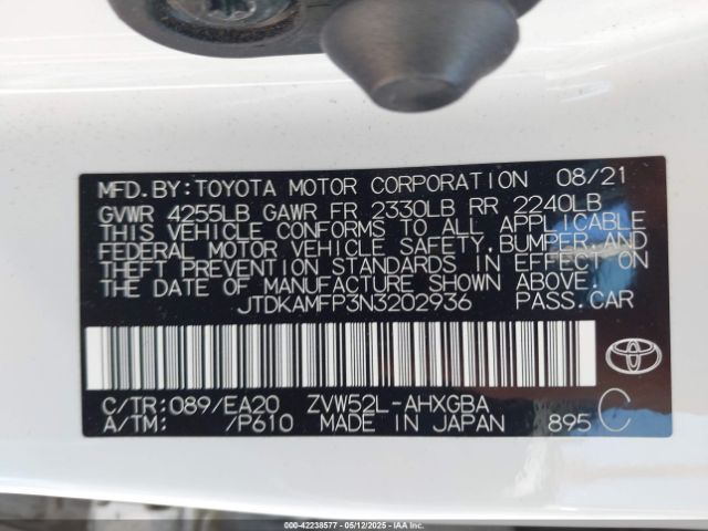 JTDKAMFP3N3202936 Toyota Prius Prime Xle