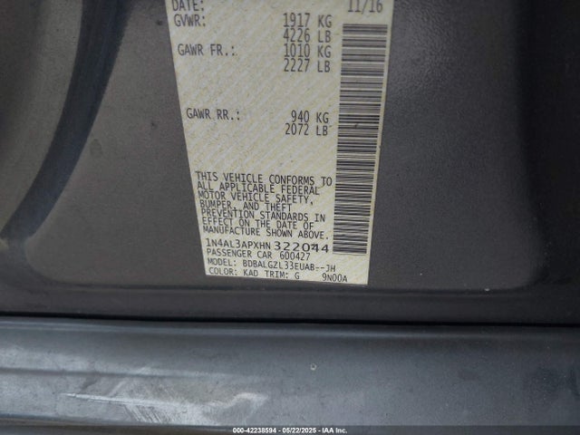 1N4AL3APXHN322044 Nissan Altima 2.5 S