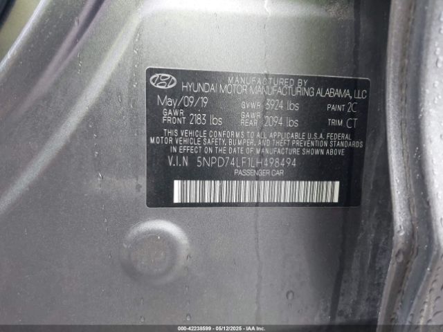 5NPD74LF1LH498494 Hyundai ELANTRA SE