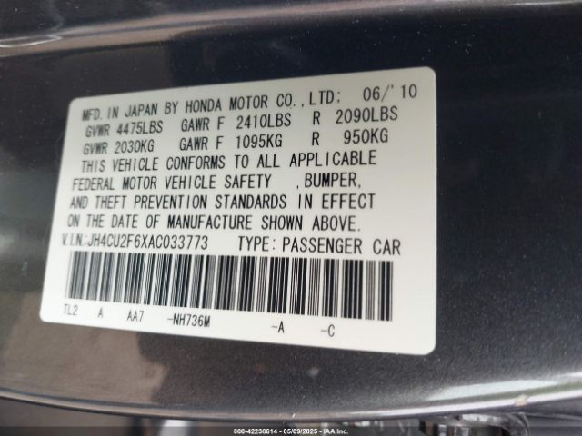 2010 ACURA TSX JH4CU2F6XAC033773 Photo 8