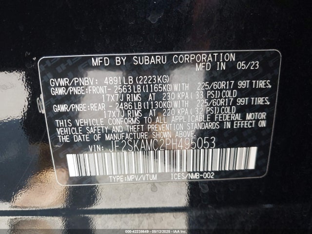 Subaru na u5 2023 JF2SKAMC2PH495053 Image 9