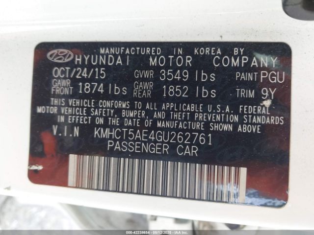 KMHCT5AE4GU262761 Hyundai ACCENT SE