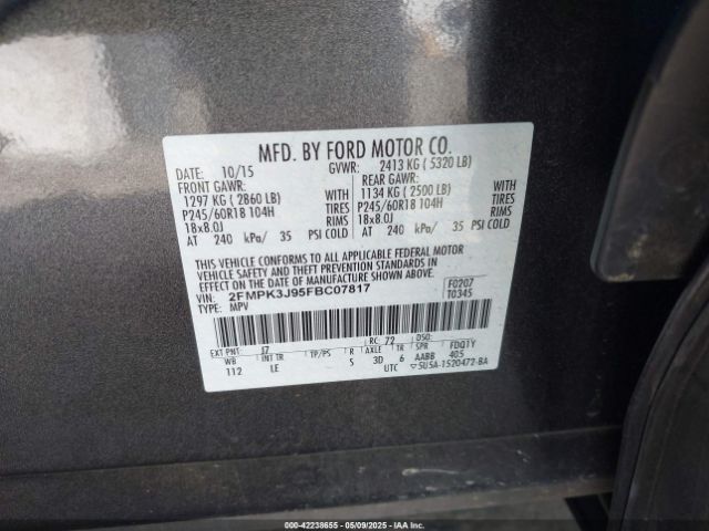2FMPK3J95FBC07817 Ford EDGE SEL
