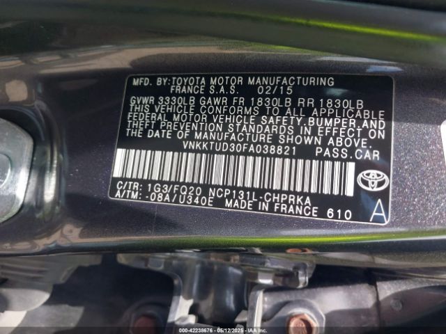 VNKKTUD30FA038821 Toyota YARIS L