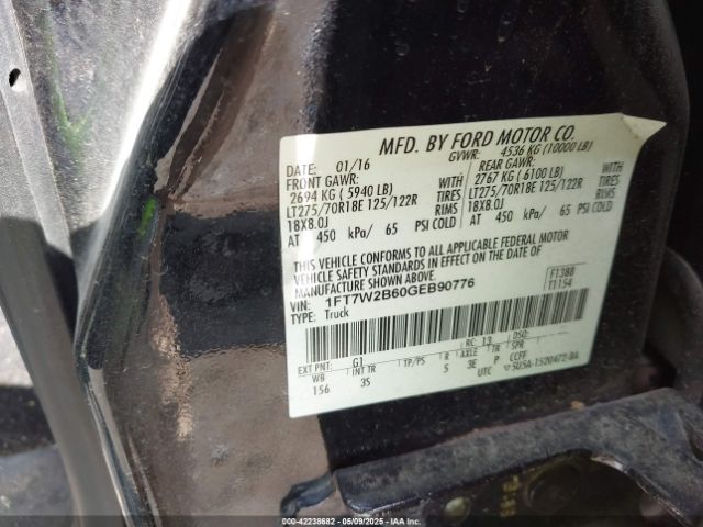 1FT7W2B60GEB90776 Ford F-250 Xlt