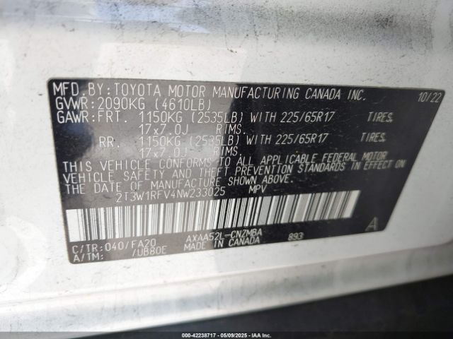 2022 TOYOTA RAV4 2T3W1RFV4NW233025 Photo 8