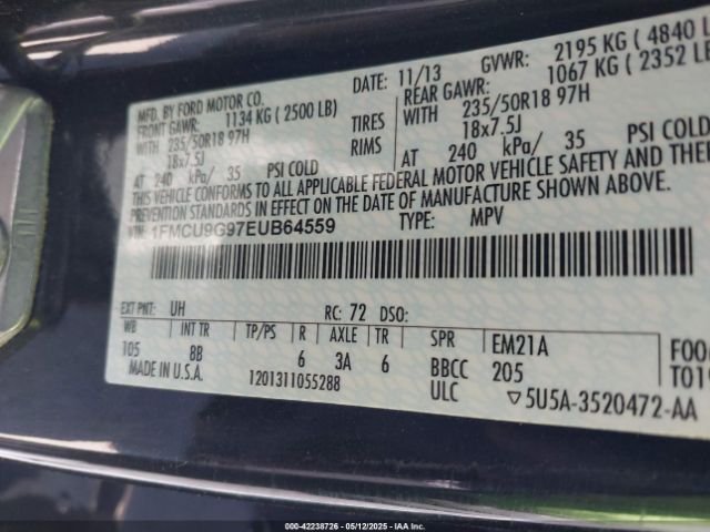 1FMCU9G97EUB64559 Ford ESCAPE SE