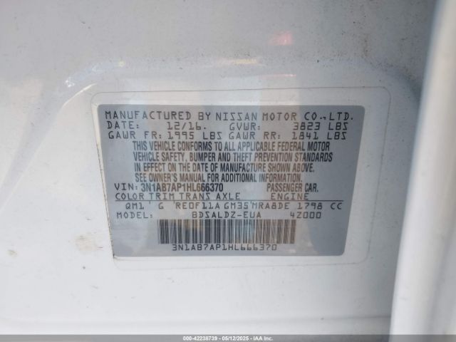 3N1AB7AP1HL666370 Nissan SENTRA SV