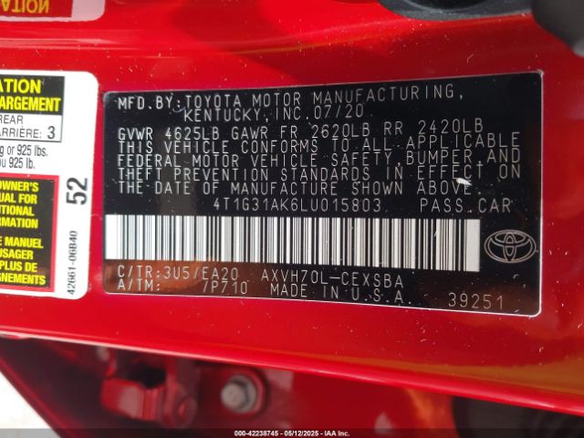 4T1G31AK6LU015803 Toyota Camry Se Hybrid
