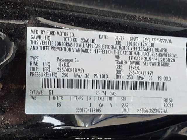 1FADP3L91HL263929 Ford FOCUS ST