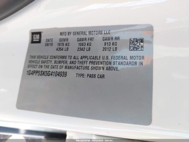 1G4PP5SK5G4104939 Buick Verano